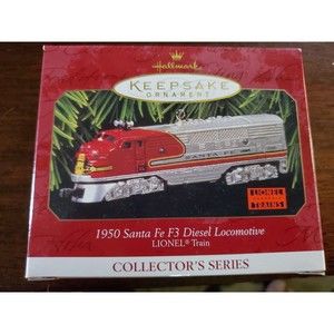 1950 Santa Fe F3 Diesel Locomotive Ornament  Hallmark 1997 Lionel 2nd In Series